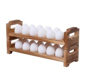Estante de huevos de 2 niveles de madera de nuevo diseño Calidad superior Tamaño personalizado Hotel y soporte de huevos de cocina a granel. - Product Image 5