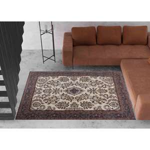 Brown Floral Pattern Printed <b>Rug</b> - Antique Decor Turkish Design,<b>Chenille</b> <b>Rug</b> - Product Image 1