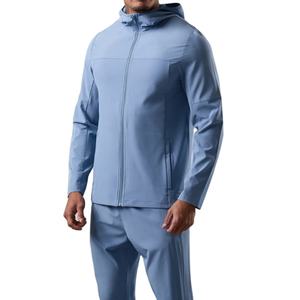 Chándal con capucha personalizado, pantalones de entrenamiento de alta elasticidad Premium y chaqueta con capucha, conjunto de chándal tejido para hombre - Product Image 2