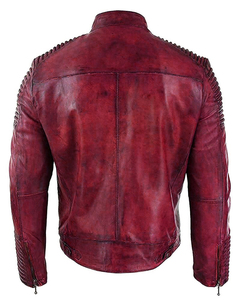 Veste en cuir pour motard pour homme, style délavé, course, café, moto, décontractée, en cuir véritable, veste de motard, vente en gros OEM - Product Image 2
