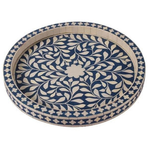 Plateau de service décoratif pour la maison et l'hôtel, plateau de service en os noir de qualité exclusive, plateau et plateaux de service à vendre - Product Image 2