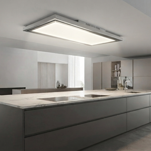 Hotte de cuisine de conception italienne en inox blanc 90x60cm, haute qualité, hotte de plafond FLEXIA gratuite pour l'installation de la cheminée d'évacuation de la cuisine - Product Image 2