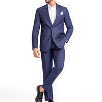 Setelan Pria warna biru klasik terbaik baru setelan Formal Rumah kustom Blazer pria pernikahan pengantin pria setelan mantel untuk pria