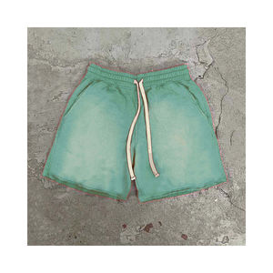 กางเกงขาสั้นผ้าคอตตอนผ้าเทอร์รี่สำหรับผู้ชายกางเกงขาสั้นผ้าเทอร์รี่แนวสตรีทแวร์วินเทจซีดจาง - Product Image 3