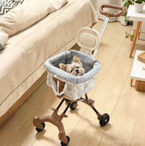 ELEVE Lightweight Waterproof Foldable 4-<b>Wheel</b> Textile Pet Stroller Portable Outdoor Travel Pushchair for <b>Small</b> Dogs & Cats - Product Image 3