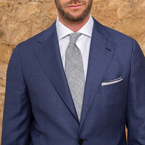 Tailored <strong>Navy</strong> Wool/Polyester Suit <strong>Jacket</strong> Men's Formal <strong>Wedding</strong> Groom Business Exquisite Two-button Breathable Waterproof Fashion - Product Image 4