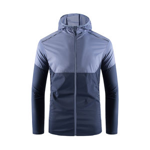 Veste coupe-vent légère et résistante au soleil pour homme avec fermeture éclair à capuche et patchwork pour les activités de plein air en été Protection fine - Product Image 1