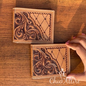 Classique Double pli en cuir RFID portefeuille personnalisé Top Grain de haute qualité petits portefeuilles en cuir véritable hommes - Product Image 1