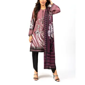 Yeni stil basit kadınlar için Salwar Kameez Dupatta ile pamuk takım elbise seti hazır dikiş elbise gündelik giyim