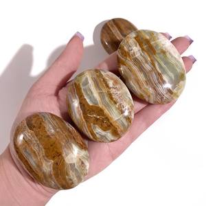 Piedra de Palma de ónix con bandas verdes, piedra de Palma de ónix verde natural, piedra de Palma de ónix verde - Product Image 6