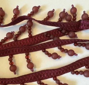 Wine Red Pink <b>Beaded</b> Tassel <b>Fringe</b> - Product Image 1