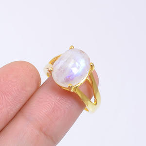 Bague en argent sterling 925 avec pierre de lune arc-en-ciel naturelle |   Bague ethnique artisanale pour femmes |   Bijoux en gros - Product Image 3