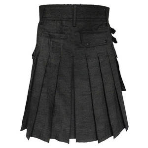 Kilt utilitaire en denim noir Me's Active, tenue écossaise traditionnelle, poches cargo, ajustement personnalisé, bretelles - Product Image 2