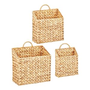 Cesta de almacenamiento de pared colgante de jacinto de agua tejida de compras superior organizador montado bohemio decorativo para despensa - Product Image 1