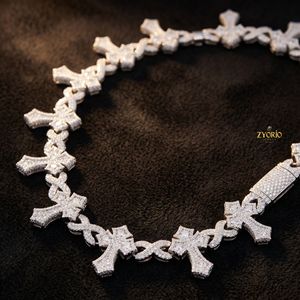 สร้อยคอทองคำ 10K แบบ Iced Out ลายกากบาท ประดับเพชรแบบ Pave สไตล์หรูหรา ฮิปฮอป - Product Image 5