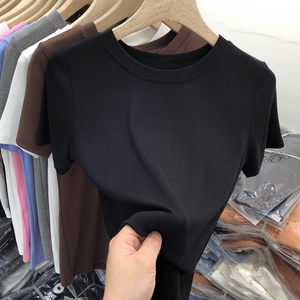 Nouveau T-shirt d'été 2025 pour femme ModaTallica en modal, col ras du cou, coupe ajustée, manches courtes, couleur unie, respirant, idéal comme sous-vêtement polyvalent - Product Image 6
