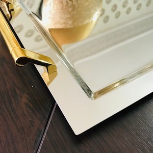 Bandeja de metal grande para servir, bandeja de servicio rectangular con asa, bandeja de regalo de inauguración de la casa para el hogar - Product Image 3