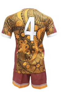 Conjuntos de camisetas de fútbol de malla de diseño personalizado de fábrica, uniforme de Rugby de fútbol americano Unisex, 100% poliéster, secado rápido, transpirable - Product Image 3