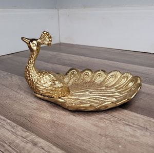 Golden Peacock Decorative Serving Tray Resin Platter Elegant Bird Shaped <b>Plate</b> Stylish Centerpiece Luxury Home <b>Organizer</b> - Product Image 4
