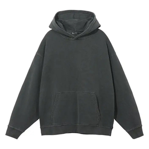 Men's Oversize Hooded Sweatshirt Solid Color Pocket Fleece Casual Autumn Wear 100% Cotton Knitted Long Sleeve 2027 - Product Image 1