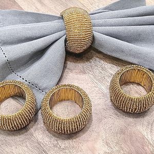 Rond de serviette élégant en perles de verre Design exclusif pour les fêtes de mariage Décoration de table pour la saison du printemps en bois Papier Plastique - Product Image 4