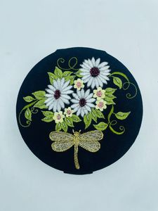 <b>Black</b> Luxury Cotton Wood Velvet Fabric Jewelry Organizer Hand Beaded Embroidered Customized Color Size Logo <b>Storage</b> <b>Box</b> - Product Image 2