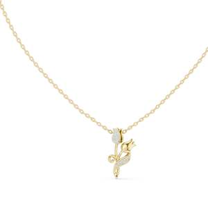 Collier Fleur de Tulipe en Diamant Cultivé en Laboratoire 0,079 CT VVS-VS EF, Coupe Ronde Brillante, Or 18 carats, 14 carats, Or Rose, Or Jaune, Or Blanc - Product Image 1