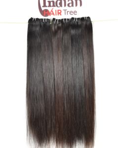 Cheveux du temple indien fabriqués vierges couleur naturelle droite faisceaux bruts non transformés cuticule aligné extensions de cheveux humains bruts - Product Image 1