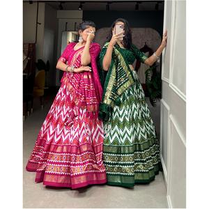 Lehenga Choli con Dupatta, Especial para Navaratri, Lehenga con Estampado Digital en Lámina, con Gran Vuelo, Últimas Tendencias en Lehenga 2024 - Product Image 1