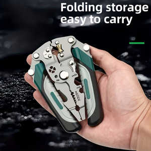 Pince à dénuder multifonctionnelle en acier inoxydable, conception pliable pour le sertissage, la coupe et le torsion des câbles électriques et de plomberie, métrique - Product Image 5