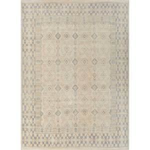 Tapis en laine noués à la main Erbe Ivory, motif géométrique, style Tabriz, pour chambre à coucher, salon, couloir, décorations rectangulaires - SKWL-536 - Product Image 1