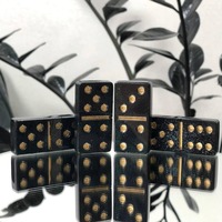 Jeu de dominos classique émeraude noir, en résine époxy écologique polie de qualité supérieure, forme rectangulaire, pour jeux de plein air, cadeau unique sur le thème des animaux