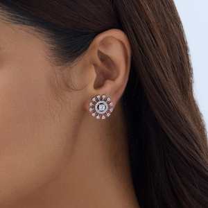 Boucles d'oreilles en zircon 160452 - Vintage, tendance, religieuses, en forme de boule, lune et étoile, pour femme, en alliage de zinc, perle et diamant, pour soirée - Product Image 4
