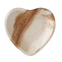 Platos/Bandejas Desechables Ecológicos Modernos de Hoja de Palma de Areca en Forma de Corazón, Libres de BPA, de 6.5 Pulgadas, Color Natural, para Postres