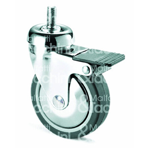 Treki WHEEL <b>Art</b>. 220CBISB in grey rubber with swivel <b>pin</b> and chromed brake - Product Image 1