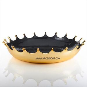 ชามอาหารสีทองรูปใบไม้สำหรับตกแต่งโต๊ะวางอาหารแบบเซิฟเวอร์จานเสิร์ฟของหวานเครื่องใช้ในบ้านดีไซน์ล่าสุด - Product Image 3