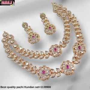 INDIAN TRADITIONAL and FASHIONABLE COPPER <b>JEWELLERY</b> BRIDAL WEDDING <b>JEWELLERY</b> <b>SET</b> for WOMEN EARRINGS and NECKLACE <b>SET</b> - Product Image 2