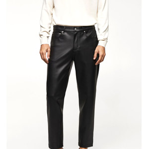 2026 New Customized Men Leather Pants Straight Mid Waist Lightweight Casual Eco-Friendly Breathable Custom Logo <b>for</b> <b>Sale</b> - Product Image 1