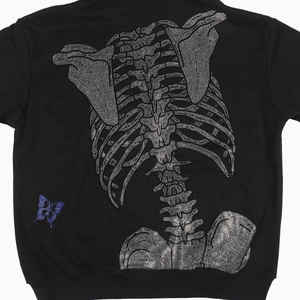 Meilleure qualité Polyester & Coton Matériel Hommes Hoodies & Sweatshirts French Terry Strass Street Wear Full Zip Up Hoodie - Product Image 5