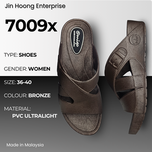 @migo Womens Slip-On Sandals 7009x Bronze PVC Ultralight Crisscross Straps <b>Open</b> <b>Toe</b> Lightweight Comfort 4cm <b>Heel</b> Made Malaysia - Product Image 1