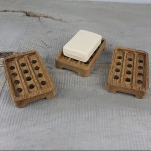 Jabonera cuadrada de madera al por mayor, bandeja protectora, barra autodrenante, jabonera para Baño - Product Image 1