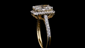 Anillo Halo con Diamante Cultivado en Laboratorio de Corte Radiante en Oro de 14K/18K |   Anillo de Compromiso Personalizado - Product Image 3