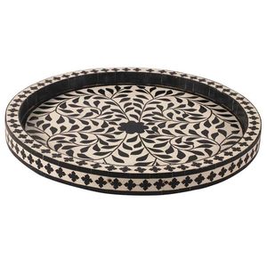 BANDEJA DE ASISTENCIA Bandeja de servicio hecha a mano Incrustaciones de hueso de lujo Ramadán Desayuno Comida Fruta Café Té Bandeja decorativa a bajo - Product Image 6