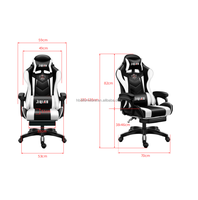 Chaise de jeu confortable en cuir PU chaises de jeu d'ordinateur rose en gros chaise de jeu Razer avec repose-pieds et massage