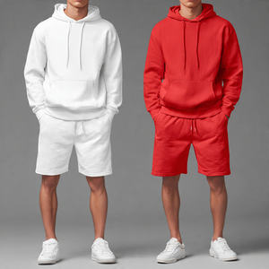 High Quality Winter Hoodie Shorts Two Piece Set Streetwear Jogger Fleece Hood Top <b>Men</b> - Product Image 1