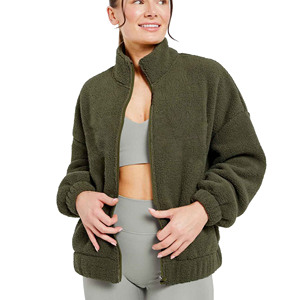 Veste d'université zippée en polaire respirante à broderie personnalisée pour femmes à la mode du lycée avec type de traitement tricoté - Product Image 6