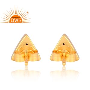 Última tendencia Plata esterlina 18K chapado en oro negro Onyx piedra preciosa Triangular diseño Stud pendiente joyería personalizada para mujer - Product Image 4