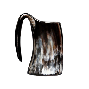 Mug en corne naturelle artisanal, poli, en corne de bœuf naturelle, pour boisson, style médiéval nordique et rustique, disponible au meilleur prix - Product Image 2