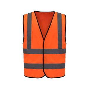 Venta al por mayor de alta visibilidad personalizado ropa de trabajo chaleco reflectante naranja tejido chaleco de seguridad - Product Image 2