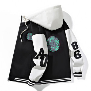 Chaqueta universitaria bordada de alta calidad MOQ bajo al por mayor para hombre, chaqueta universitaria de béisbol personalizada con mangas de cuero para mujer - Product Image 5